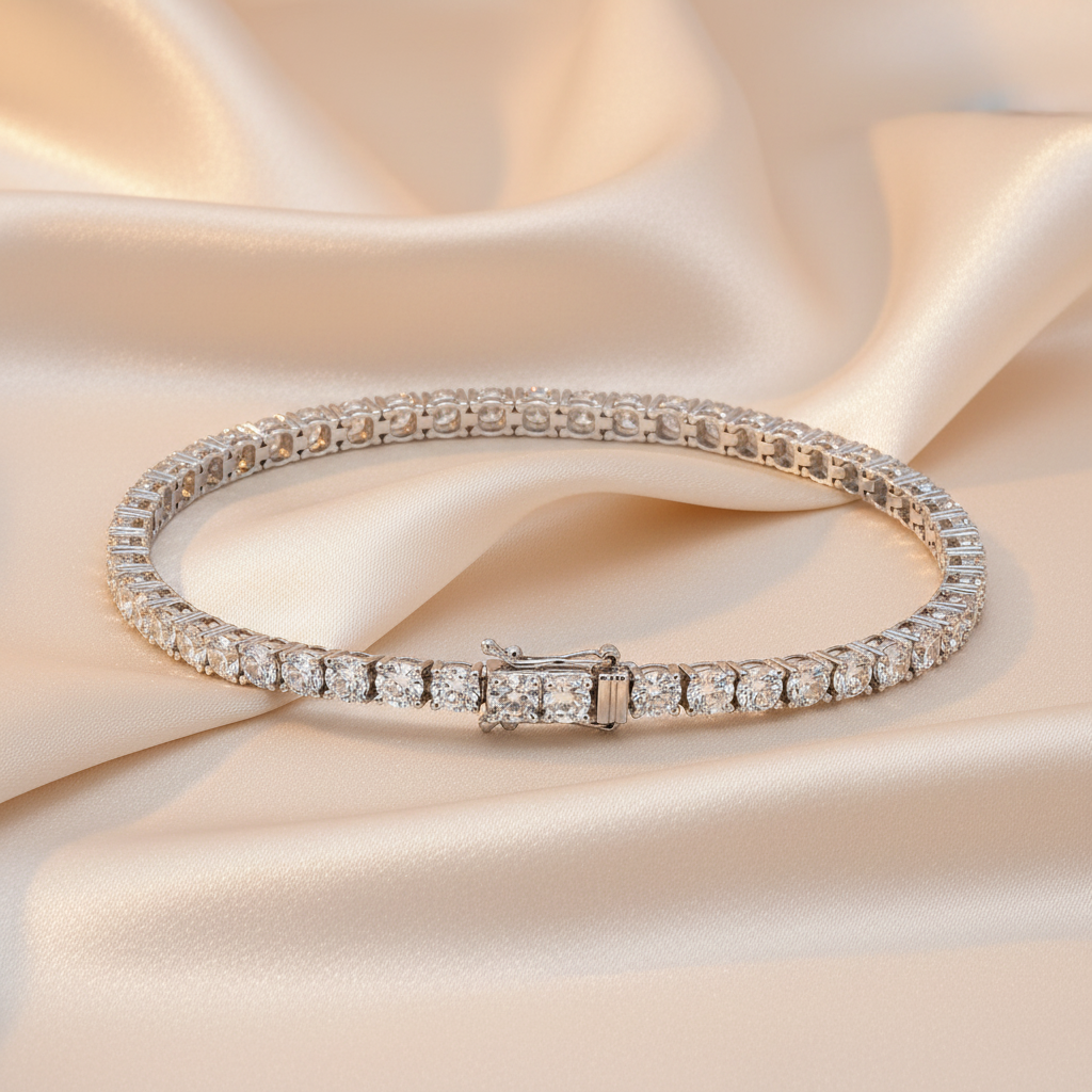 Classic Lab-grown Diamond Tennis Bracelet in 18K White Gold